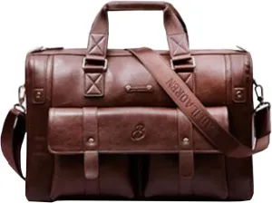 17 inch men Business bag Travel Briefcase Laptop Messenger Bags Vintage pu leather Shoulder bag