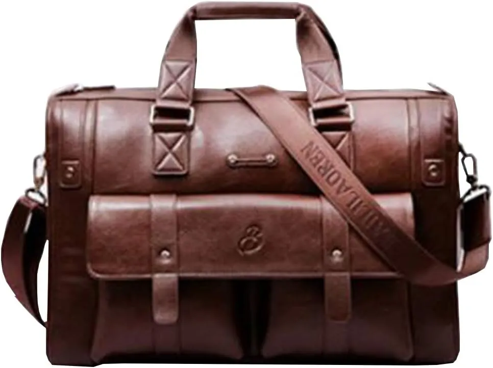 17 inch men Business bag Travel Briefcase Laptop Messenger Bags Vintage pu leather Shoulder bag