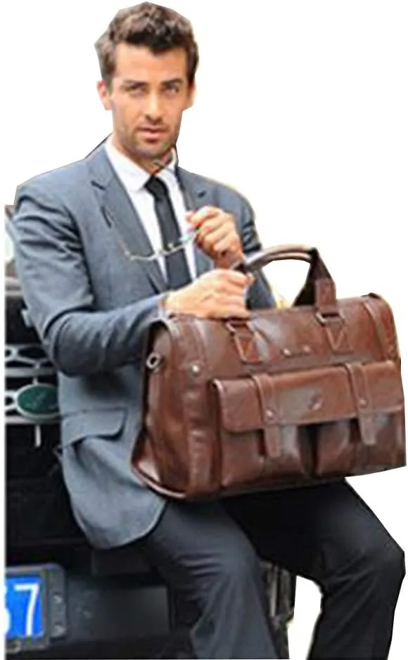 17 inch men Business bag Travel Briefcase Laptop Messenger Bags Vintage pu leather Shoulder bag