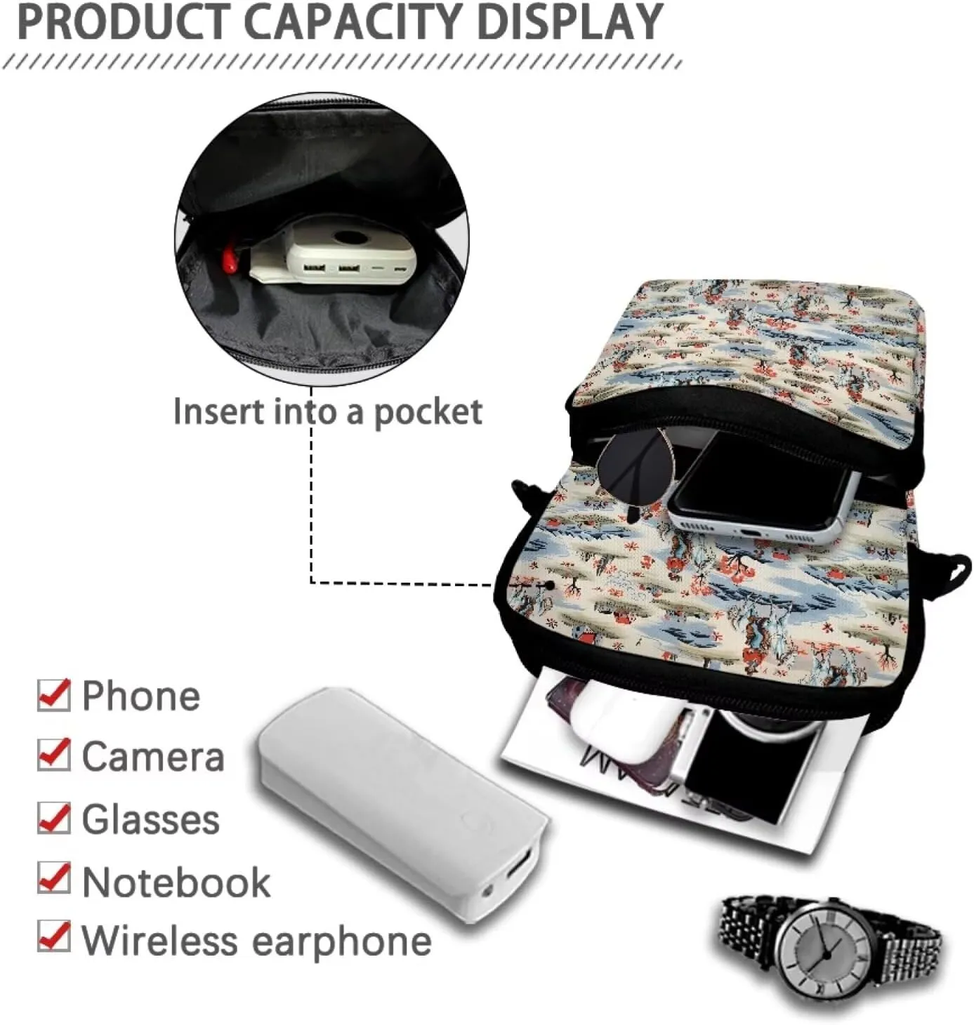 2 Layer Crossbody Bag, Lightweight Shoulder Bag Messenger Bags for Kids Girls Boys