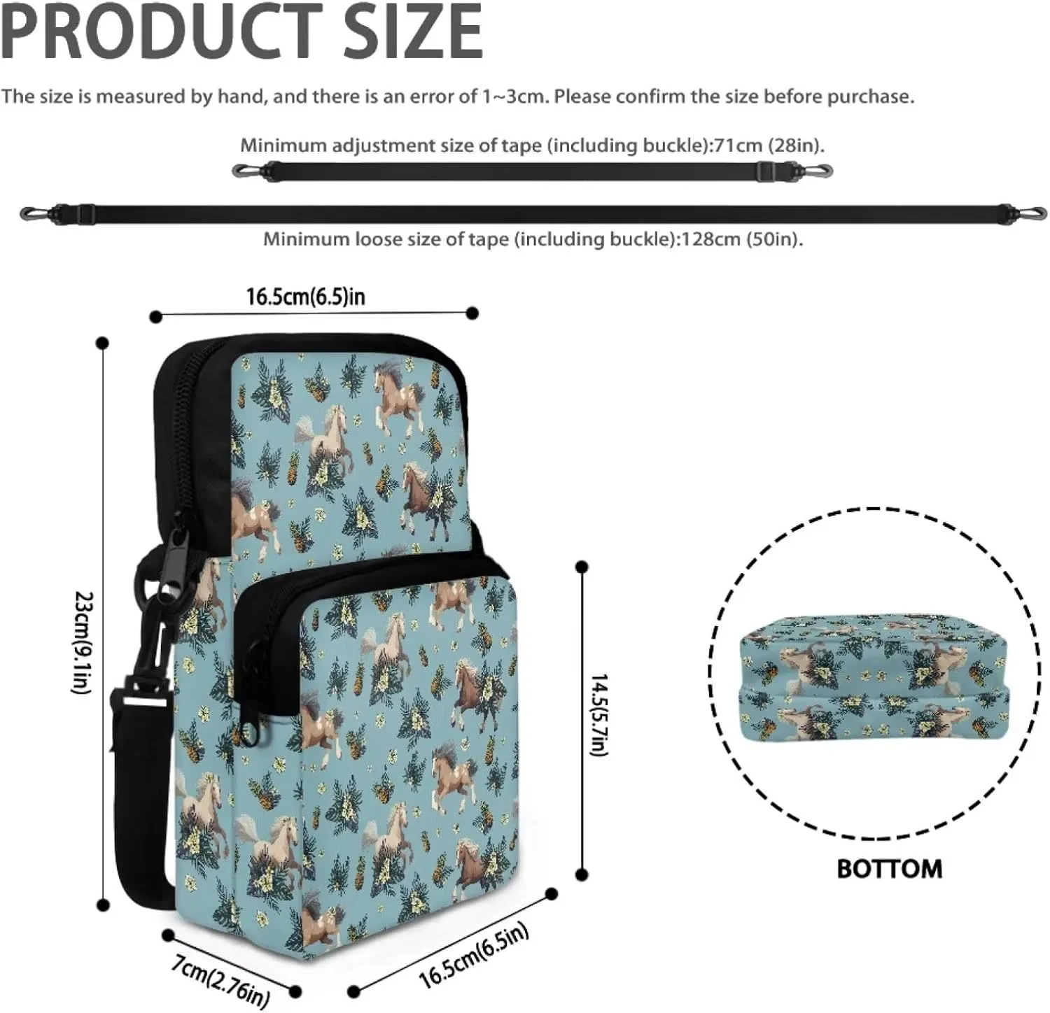 2 Layer Crossbody Bag, Lightweight Shoulder Bag Messenger Bags for Kids Girls Boys
