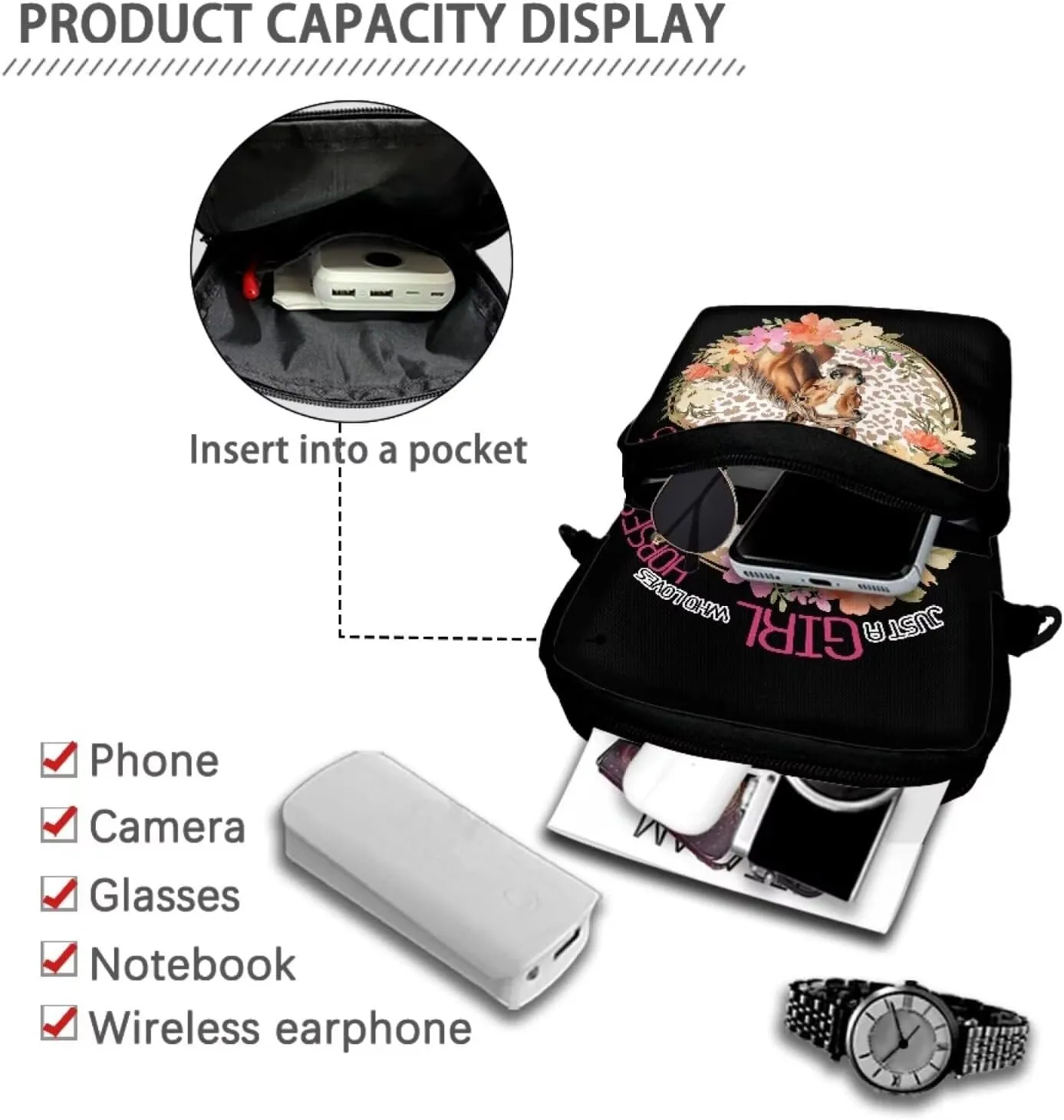 2 Layer Crossbody Bag, Lightweight Shoulder Bag Messenger Bags for Kids Girls Boys