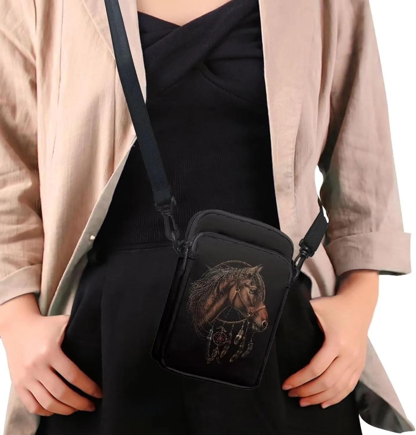 2 Layer Small Crossbody Bags for Women Men, Messenger Bags Waist Case Pack