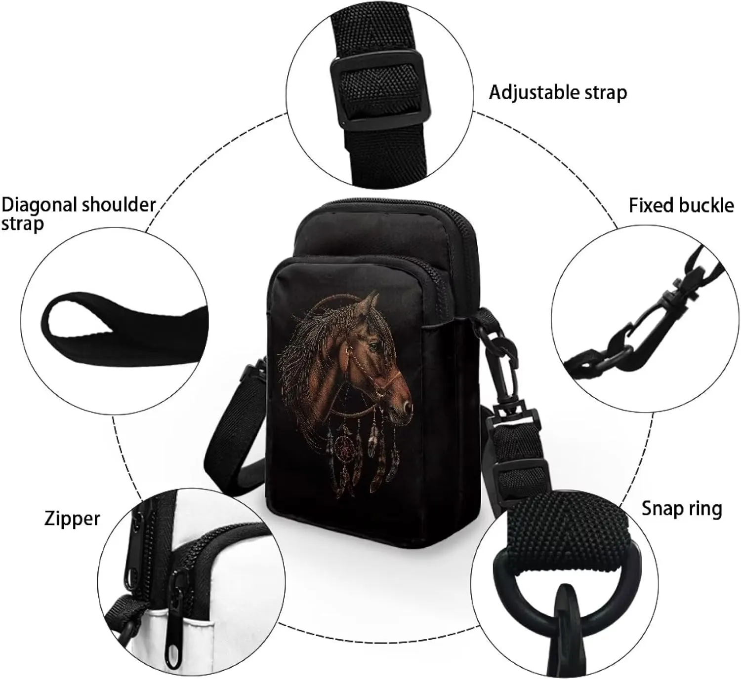 2 Layer Small Crossbody Bags for Women Men, Messenger Bags Waist Case Pack