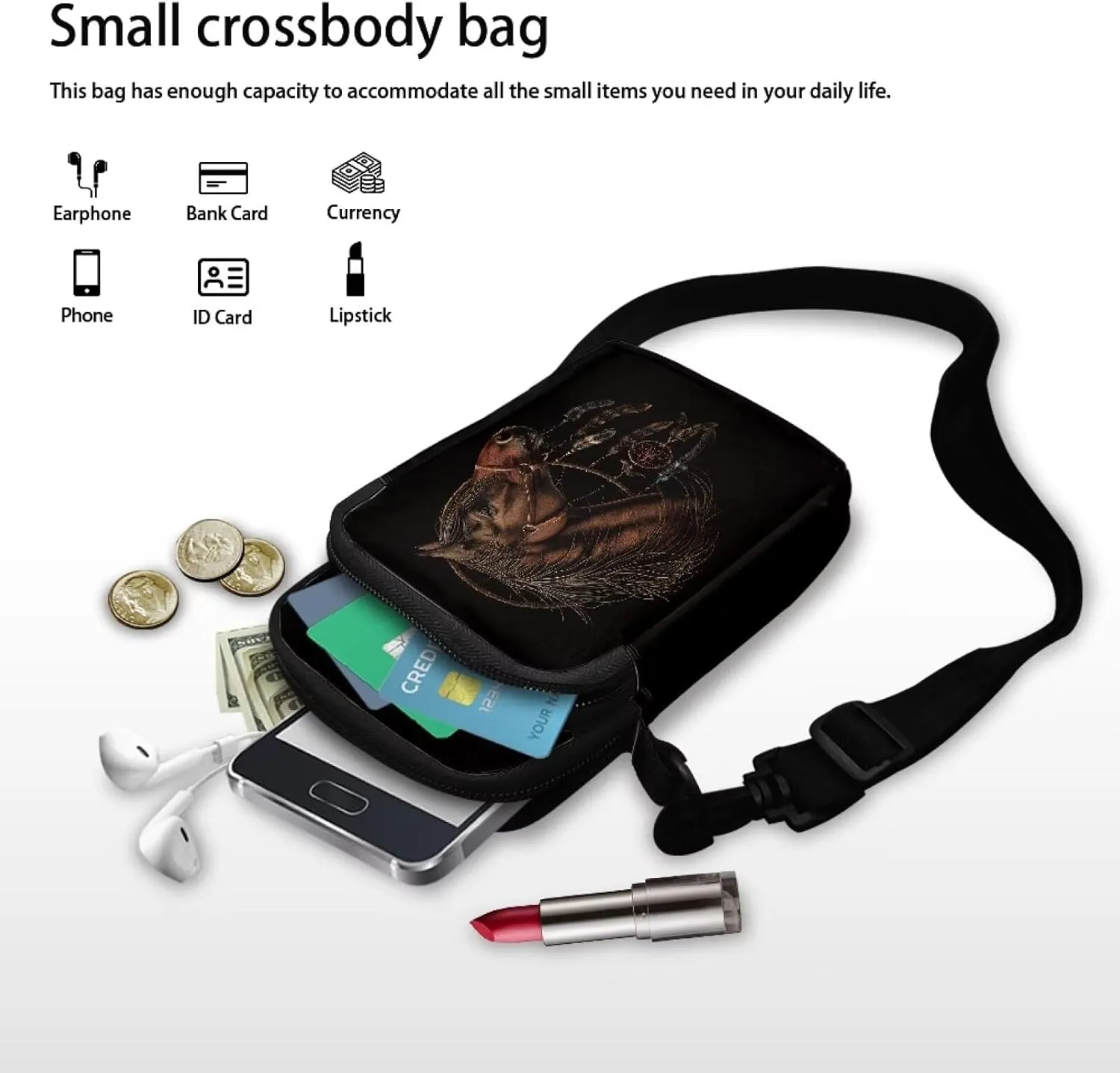 2 Layer Small Crossbody Bags for Women Men, Messenger Bags Waist Case Pack