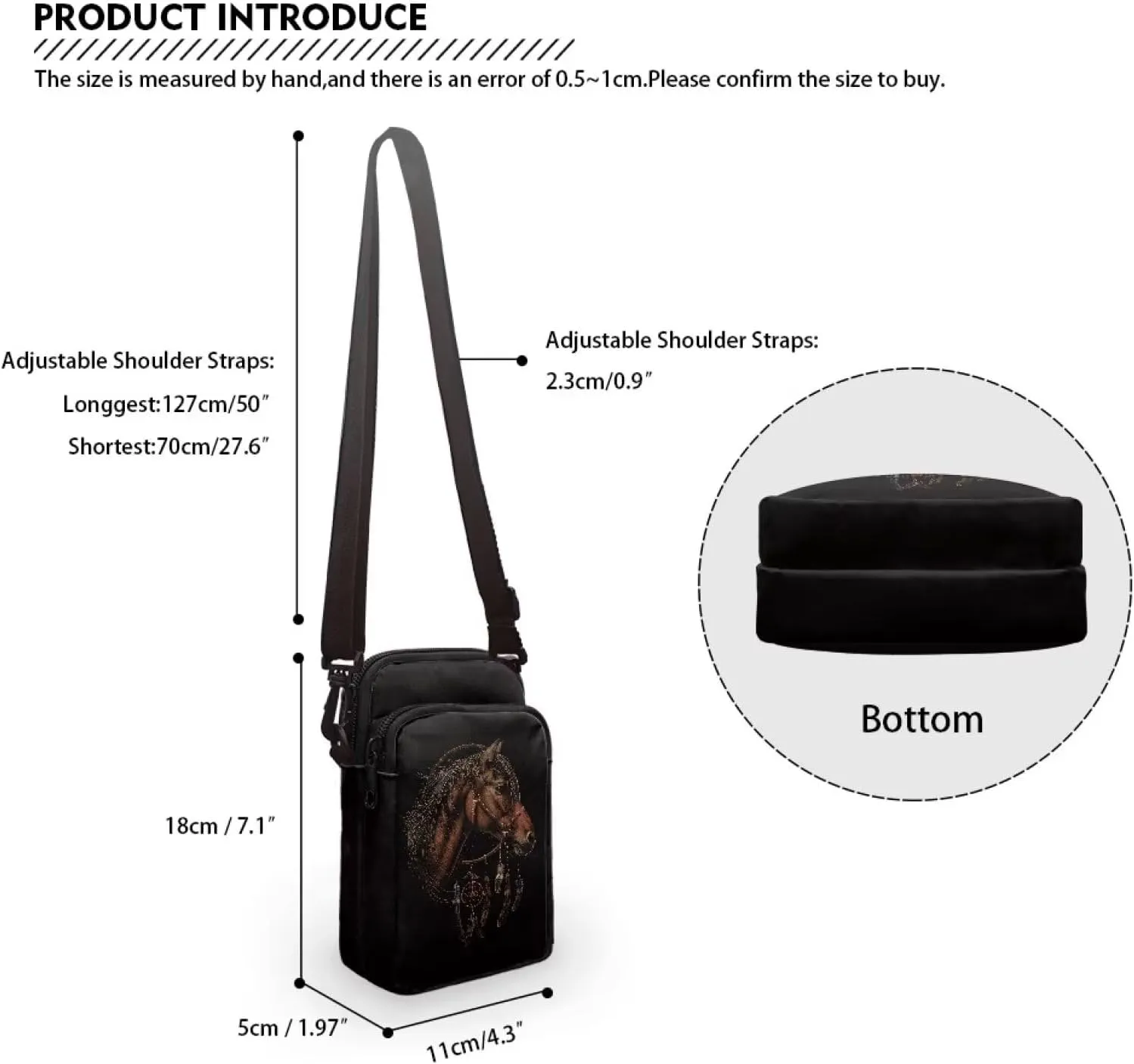 2 Layer Small Crossbody Bags for Women Men, Messenger Bags Waist Case Pack