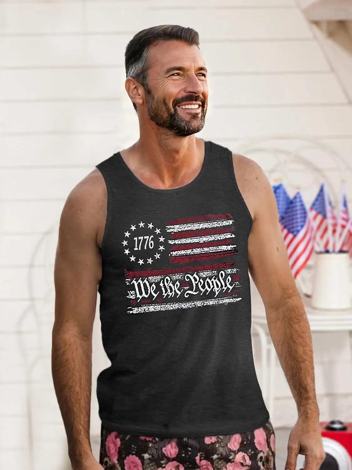 4th of July Tank Top Men American Flag Patriotic Sleeveless Shirts USA Stars and Stripes Independence Day Muscle Tanks