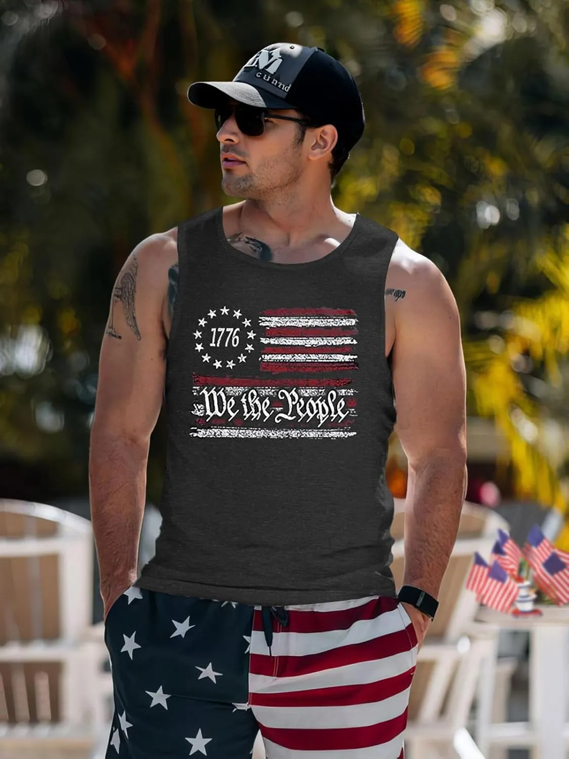 4th of July Tank Top Men American Flag Patriotic Sleeveless Shirts USA Stars and Stripes Independence Day Muscle Tanks