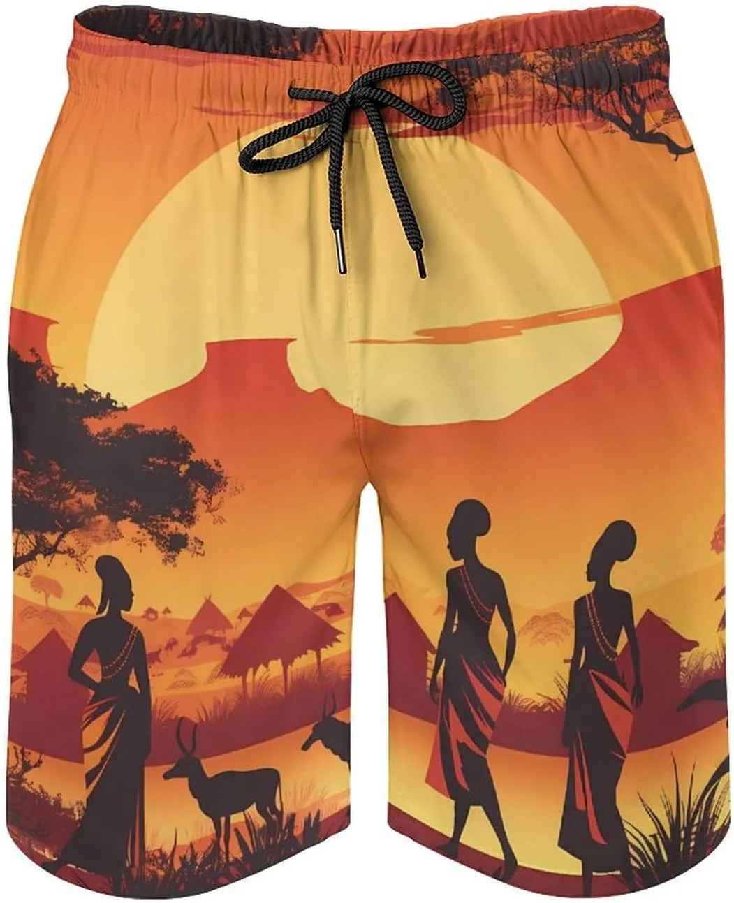 African American Women Men's Swim Trunks Quick Dry Board Shorts Breathable Summer Beach Shorts Bathing Suits