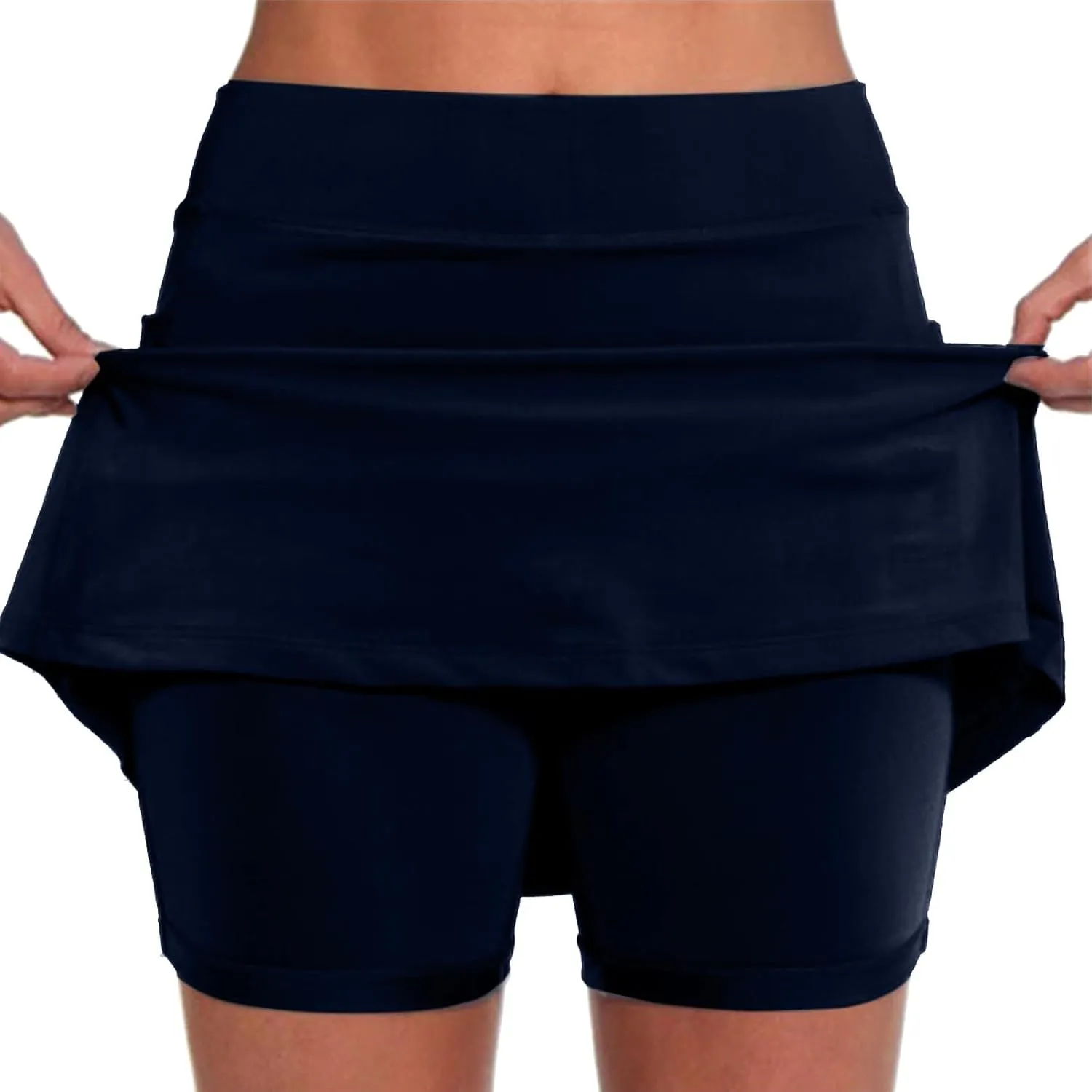 aihihe Pleated Workout Skirts for Women Tennis Skirt with Shorts Long Workout Shorts Women Long Loose