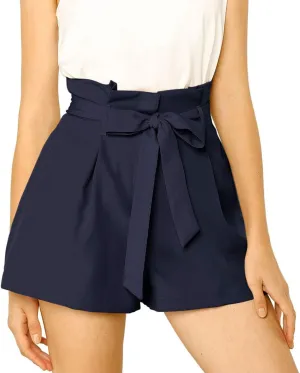 Allegra K Women's Summer Shorts with Pockets Casual 2025 Trendy Bowknot Tie High Waist Paperbag Shorts