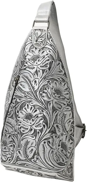 American Darling Sling Hand Tooled Genuine Leather Women Bag Western Handbag Purse, Black