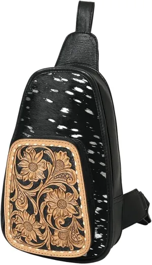 American Darling Sling Hand Tooled Hair-On Genuine Leather Western Women Bag Handbag Purse |Sling Bag | Leather Sling Bag | Fanny Pack Bag | Sling Bag for Women