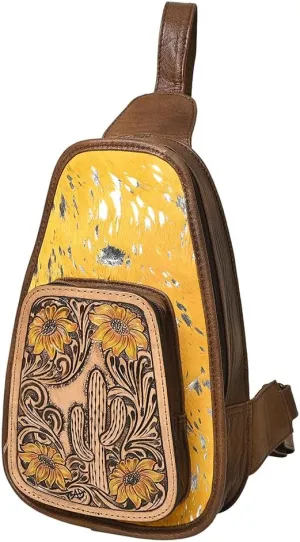 American Darling Sling Hand Tooled Saddle Blanket Genuine Leather Women Bag Western Handbag Purse