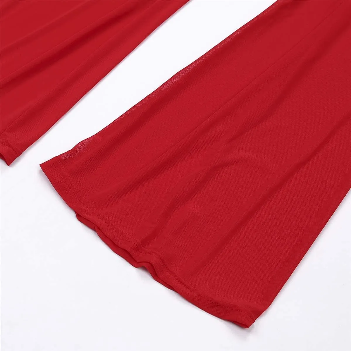 Awoscut Women See Through Sheer Mesh Pants Beach Swimsuit Bikini Bottom Cover up Party Club Elastic High Waist Wide Leg Pants