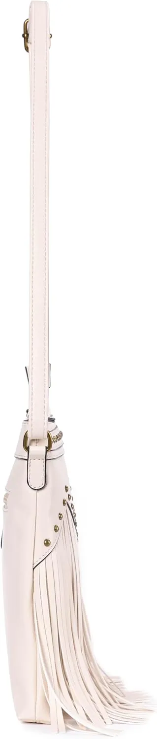 B BRENTANO Vegan Fringed Crossbody Bag with Studs