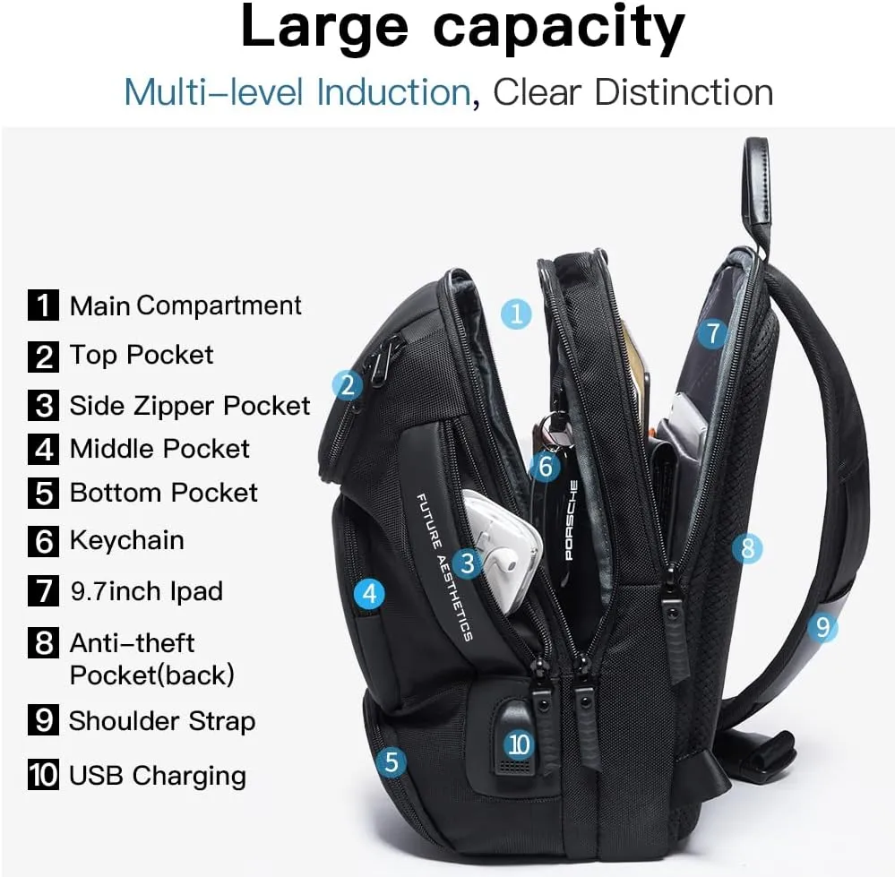 BANGE Sling Bag, Waterproof Crossbody Backpack, Shoulder Bag for Men