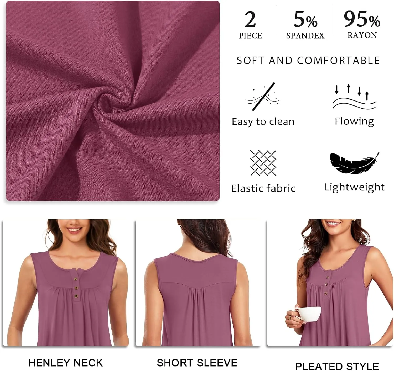 Bestbee Womens Sleeveless Pajama Sets 2 Piece Sleepwear Summer Lounge Outfits Henley Tanks Capri Pants Ladies Pjs