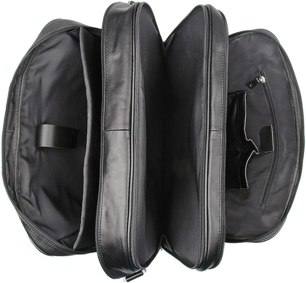 Big Large Coffee Black Brown Leather Men Briefcase Office Messenger Bags 17'' Laptop Portfolio