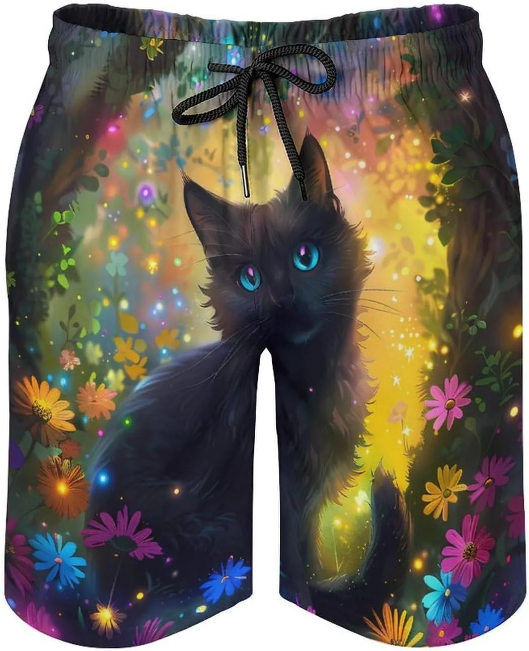 Black Cat Men's Swim Trunks Quick Dry Board Shorts Breathable Summer Beach Shorts Bathing Suits