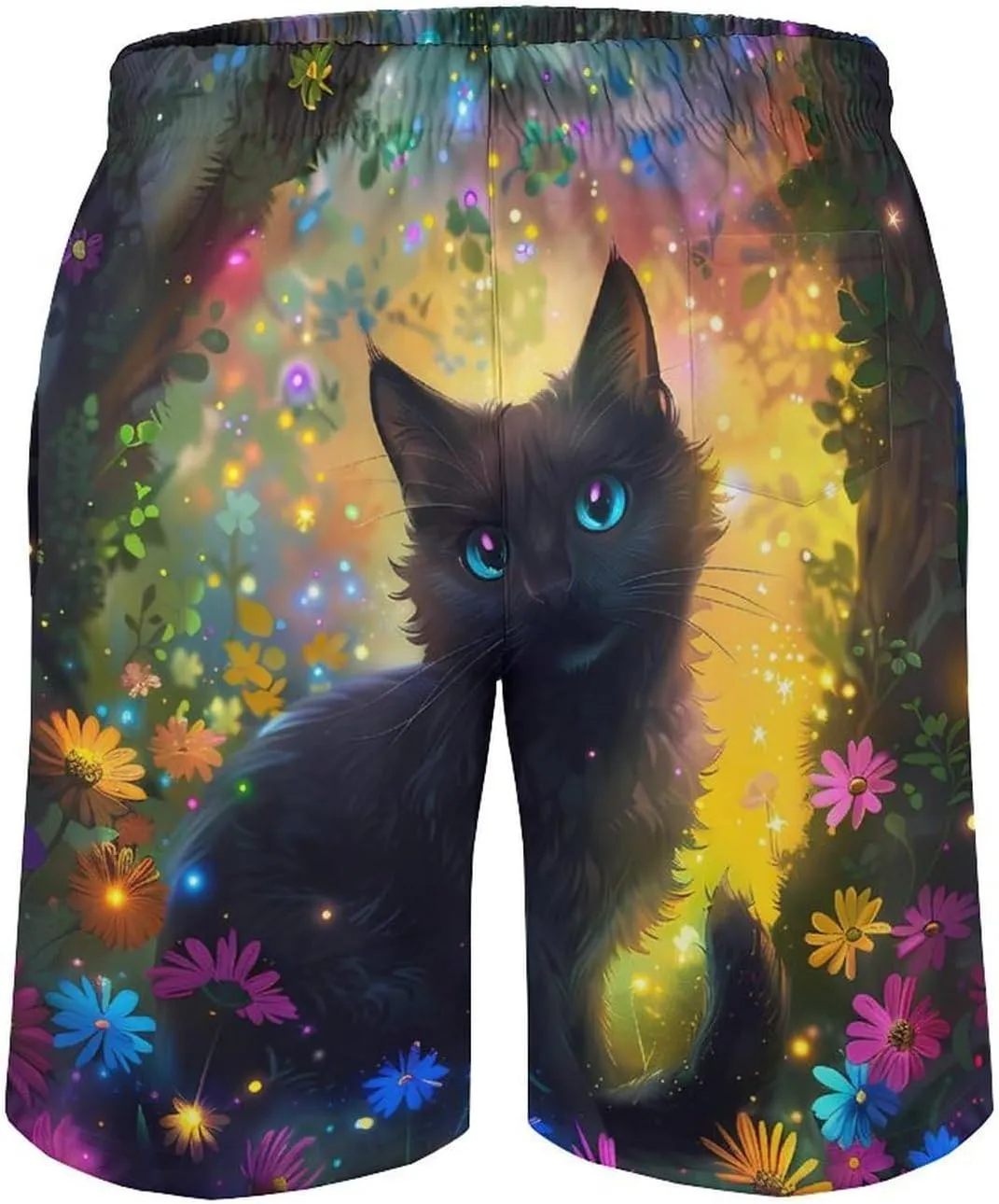 Black Cat Men's Swim Trunks Quick Dry Board Shorts Breathable Summer Beach Shorts Bathing Suits