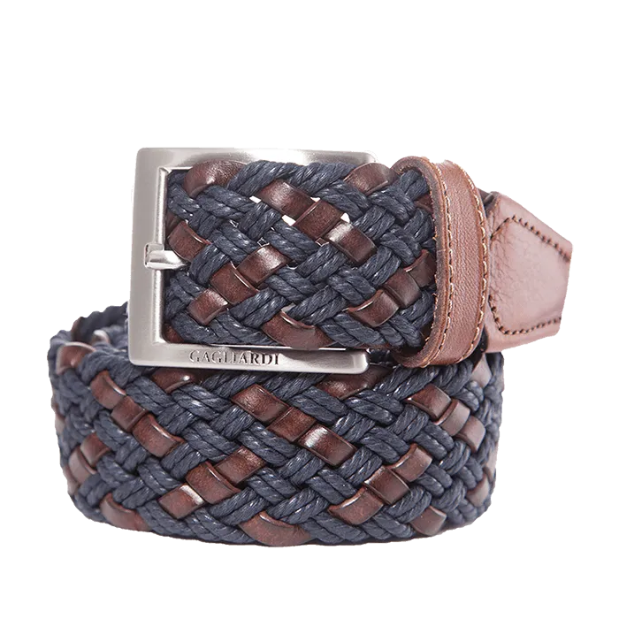 Brown & Navy Woven Belt
