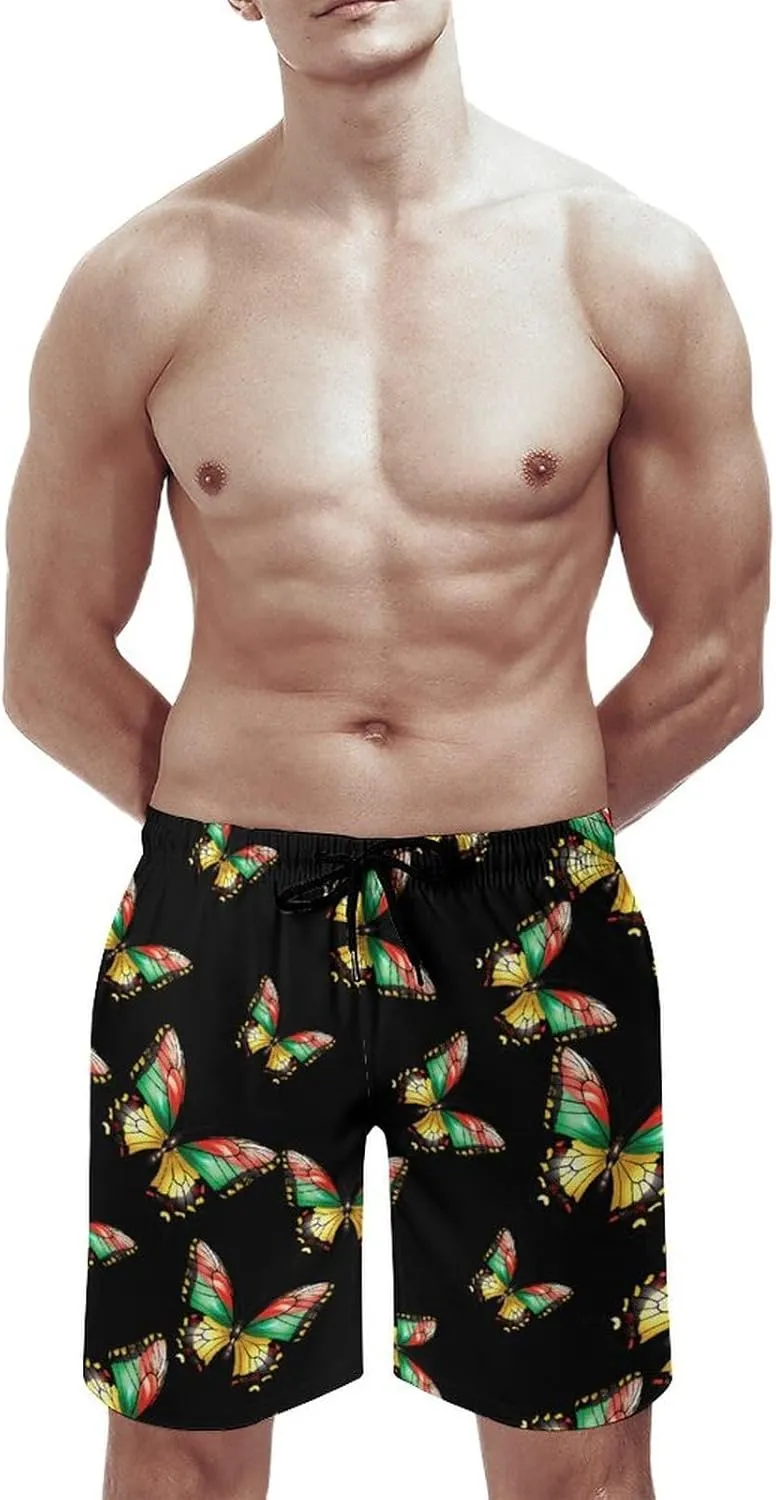 Butterfly Men's Swim Trunks Quick Dry Board Shorts Breathable Summer Beach Shorts Bathing Suits
