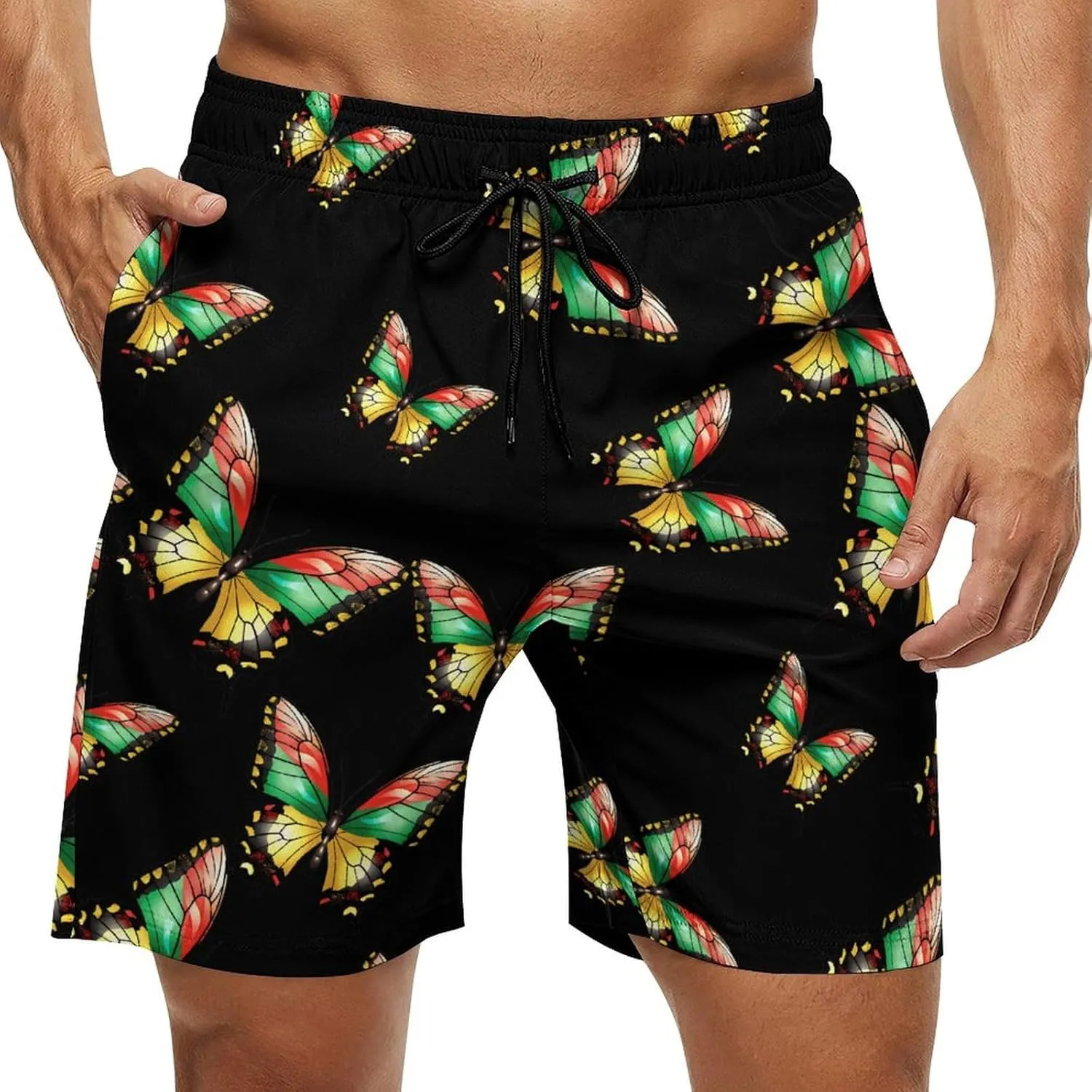Butterfly Men's Swim Trunks Quick Dry Board Shorts Breathable Summer Beach Shorts Bathing Suits