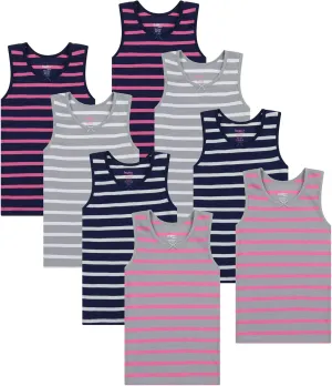 Buyless Fashion Girls Tank Tops - Sleeveless Cami Tanks Cotton Undershirts for Dance Gymnastics, Kids & Toddler Size (8 Pack)