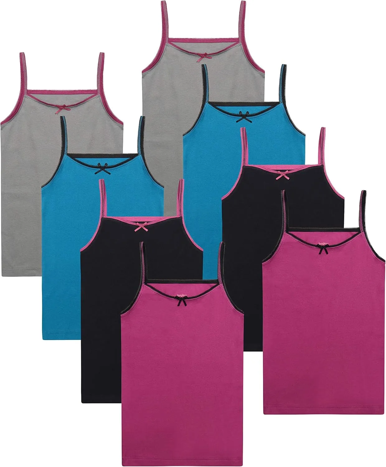 Buyless Fashion Girls Tank Tops - Sleeveless Cami Tanks Cotton Undershirts for Dance Gymnastics, Kids & Toddler Size (8 Pack)