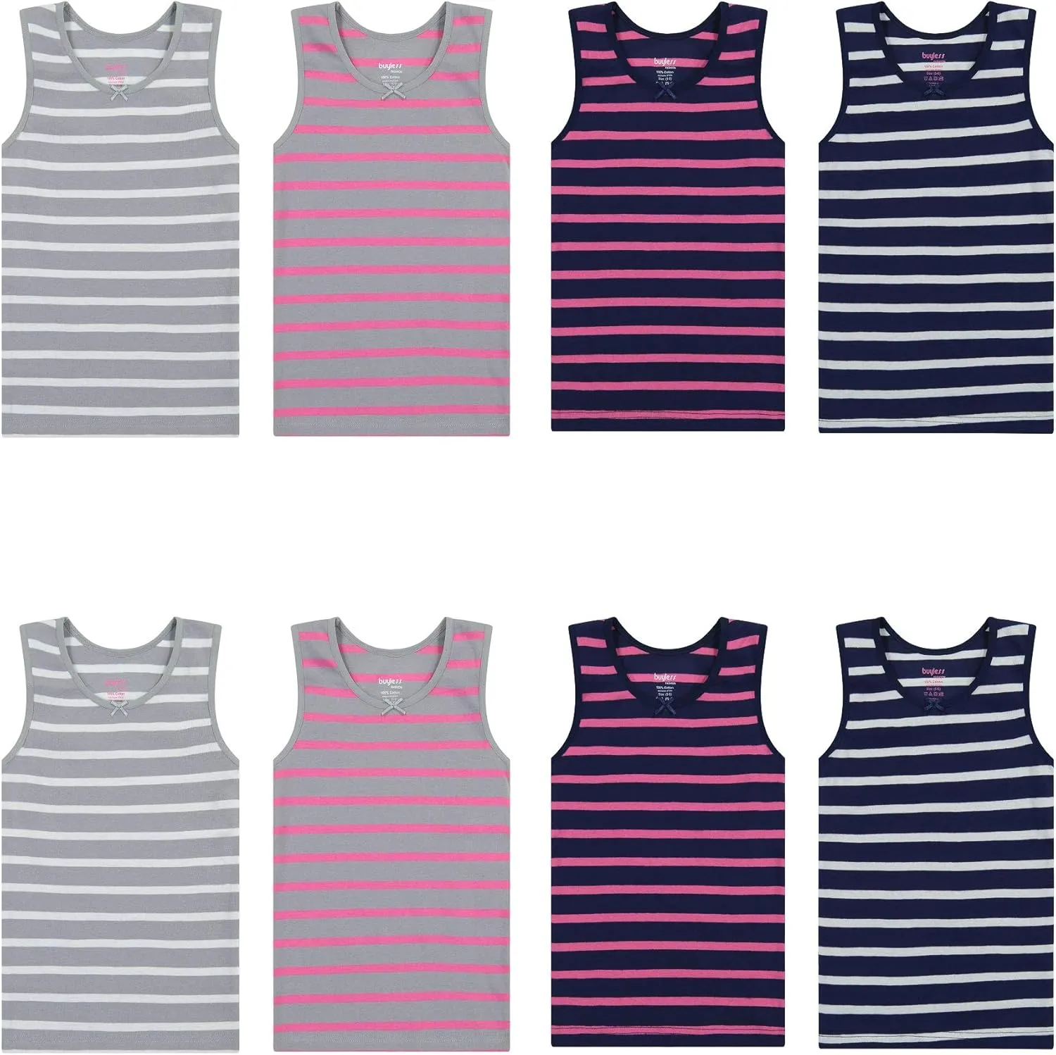 Buyless Fashion Girls Tank Tops - Sleeveless Cami Tanks Cotton Undershirts for Dance Gymnastics, Kids & Toddler Size (8 Pack)