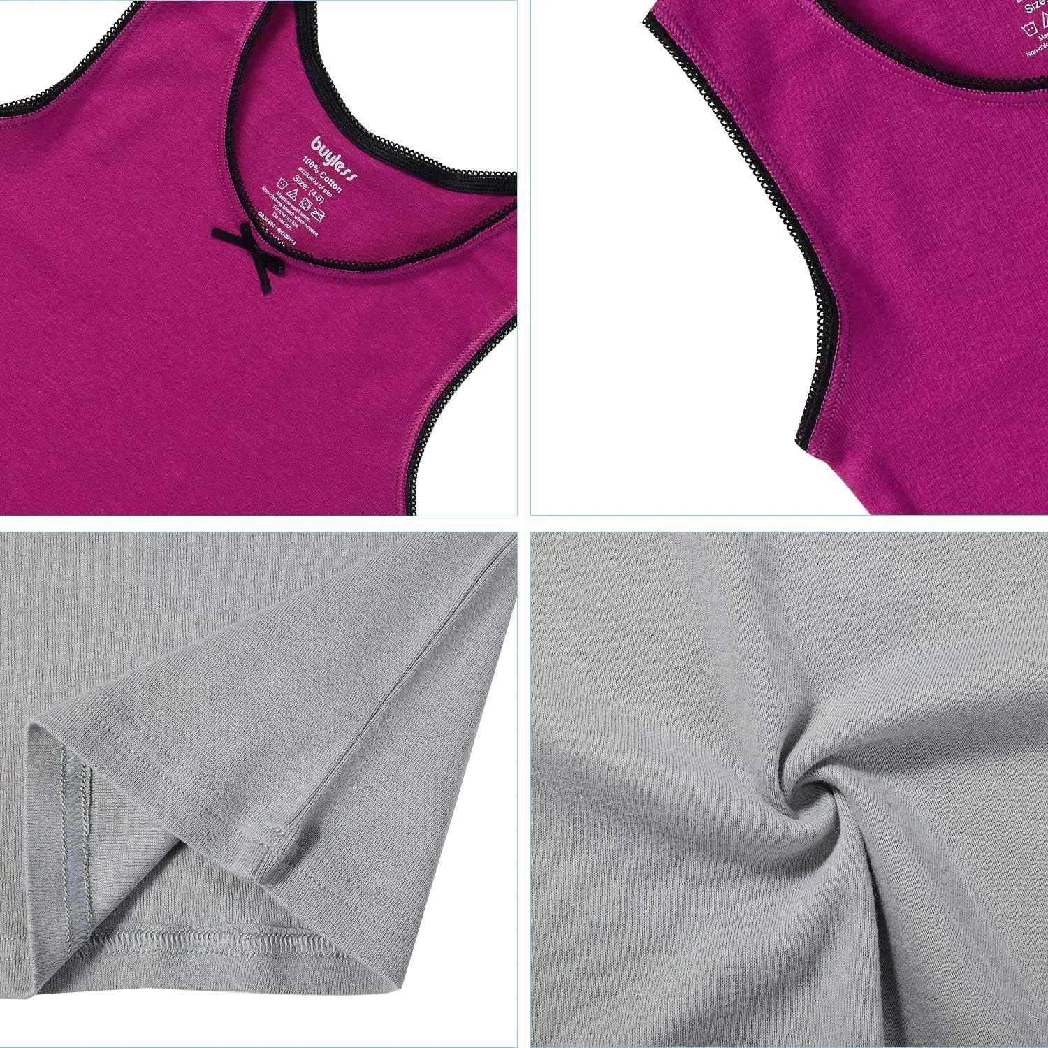 Buyless Fashion Girls Tank Tops - Sleeveless Cami Tanks Cotton Undershirts for Dance Gymnastics, Kids & Toddler Size (8 Pack)