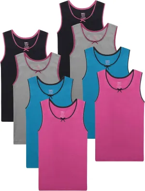 Buyless Fashion Girls Tank Tops - Sleeveless Cami Tanks Cotton Undershirts for Dance Gymnastics, Kids & Toddler Size (8 Pack)