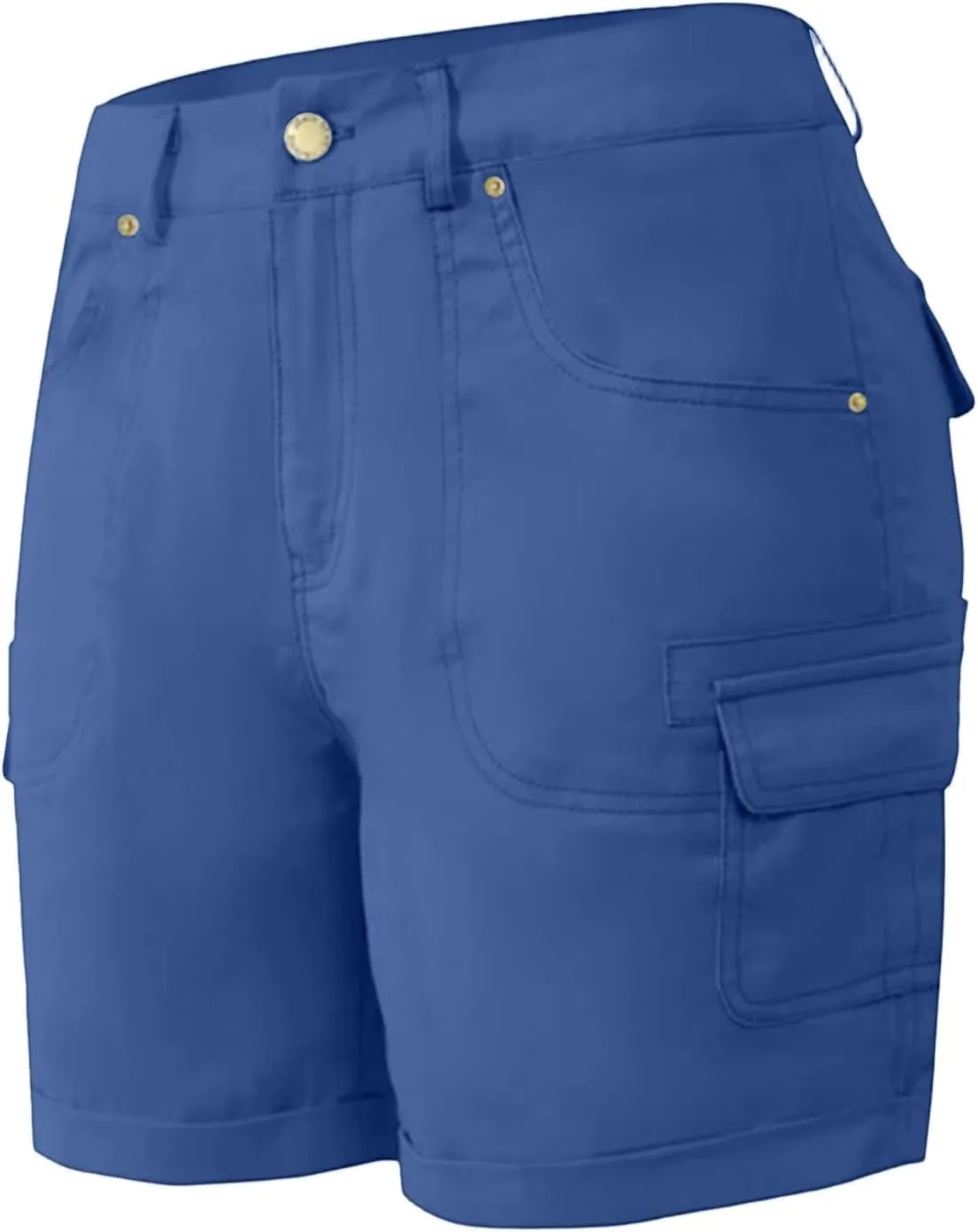 Cargo Shorts for Women Casual Summer High Waisted Jean Shorts with Pockets Knee Length Pull On Hiking Outfits