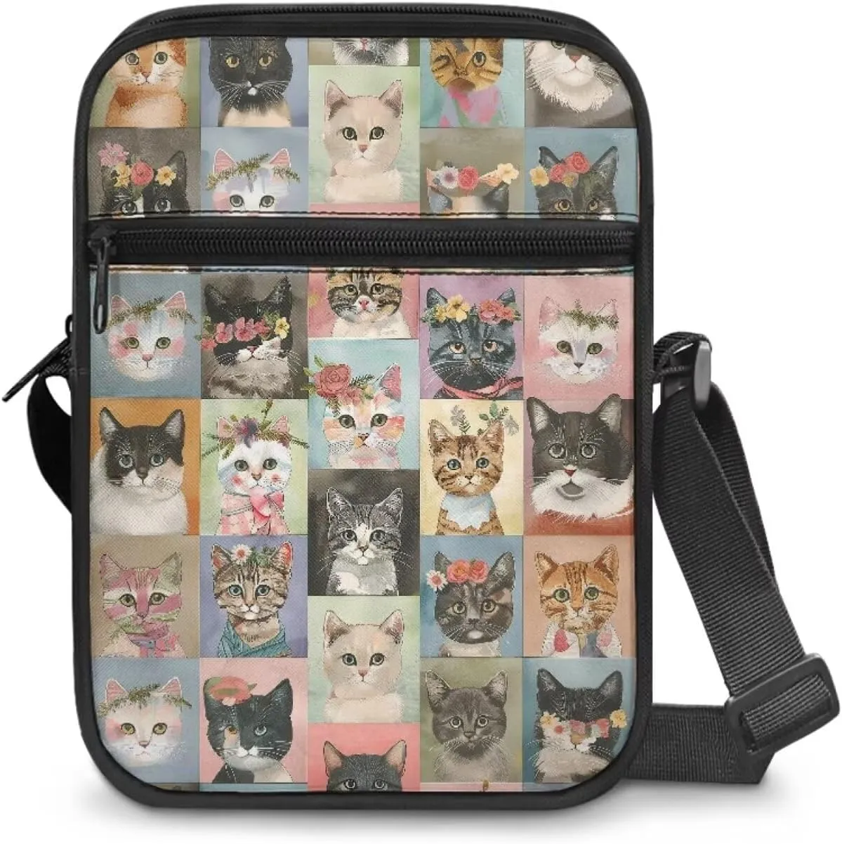 Cat Print Small Crossbody Bags for Women Men, Cross Body Bag Satchel Messenger Bags