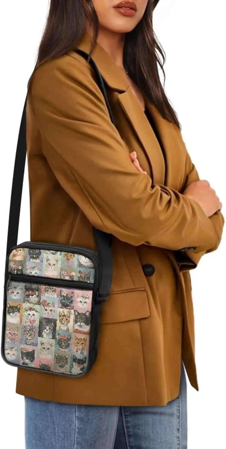 Cat Print Small Crossbody Bags for Women Men, Cross Body Bag Satchel Messenger Bags