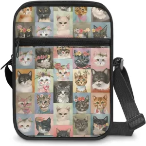 Cat Print Small Crossbody Bags for Women Men, Cross Body Bag Satchel Messenger Bags