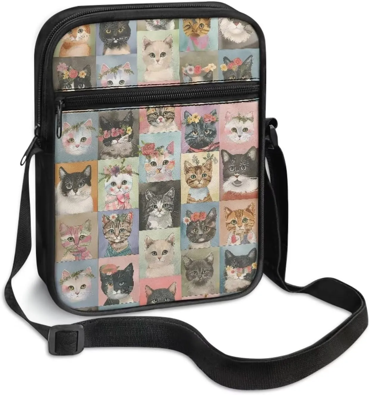 Cat Print Small Crossbody Bags for Women Men, Cross Body Bag Satchel Messenger Bags