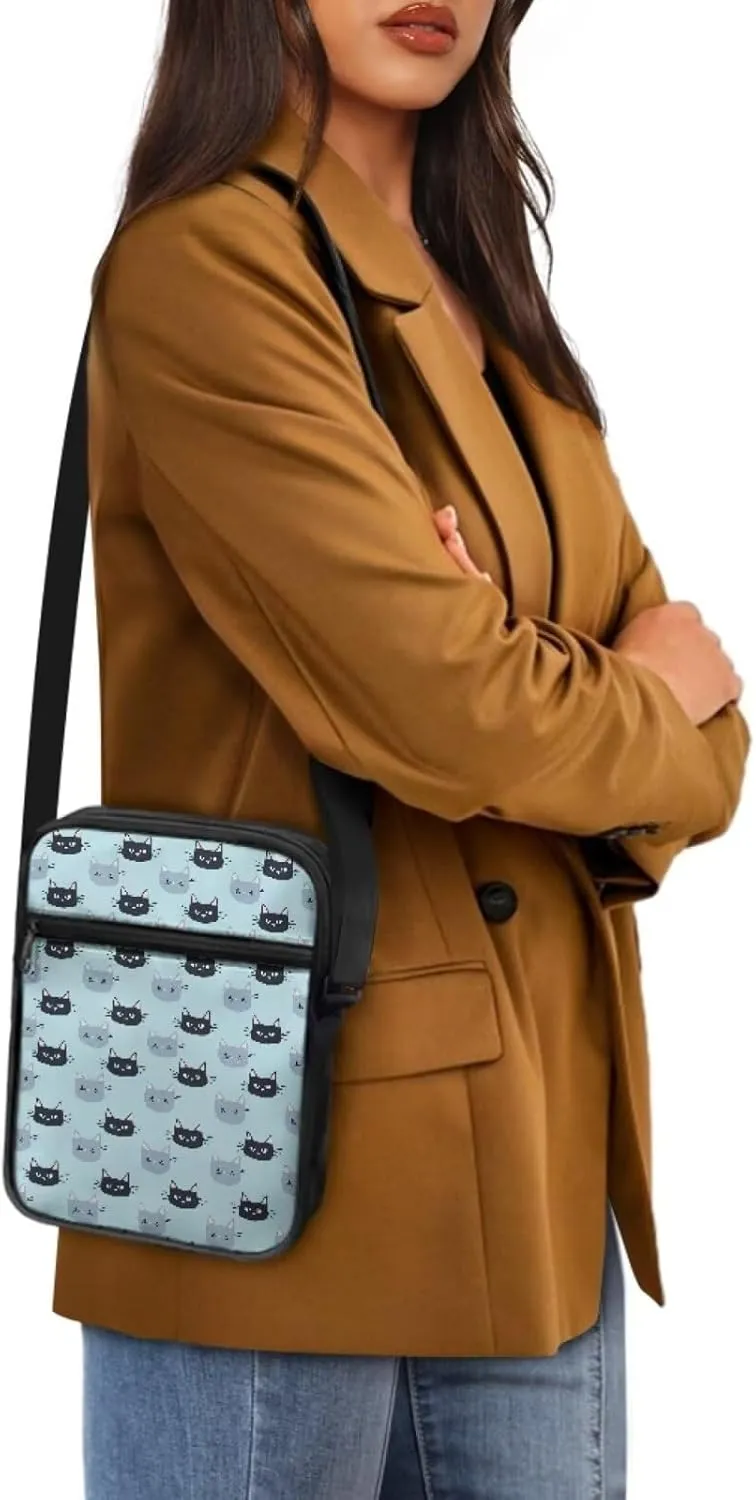 Cat Print Small Crossbody Bags for Women Men, Cross Body Bag Satchel Messenger Bags