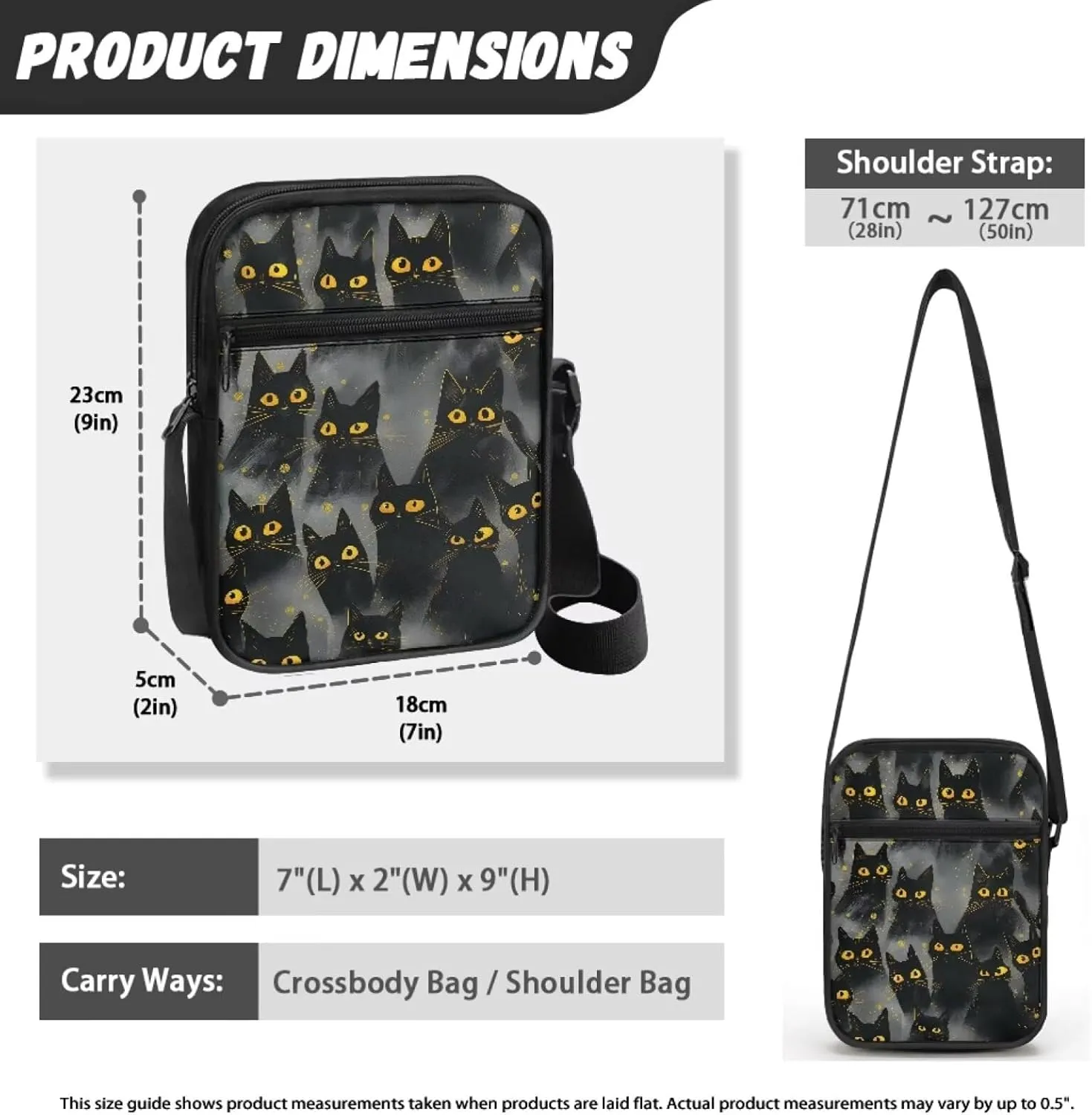 Cat Print Small Crossbody Bags for Women Men, Cross Body Bag Satchel Messenger Bags