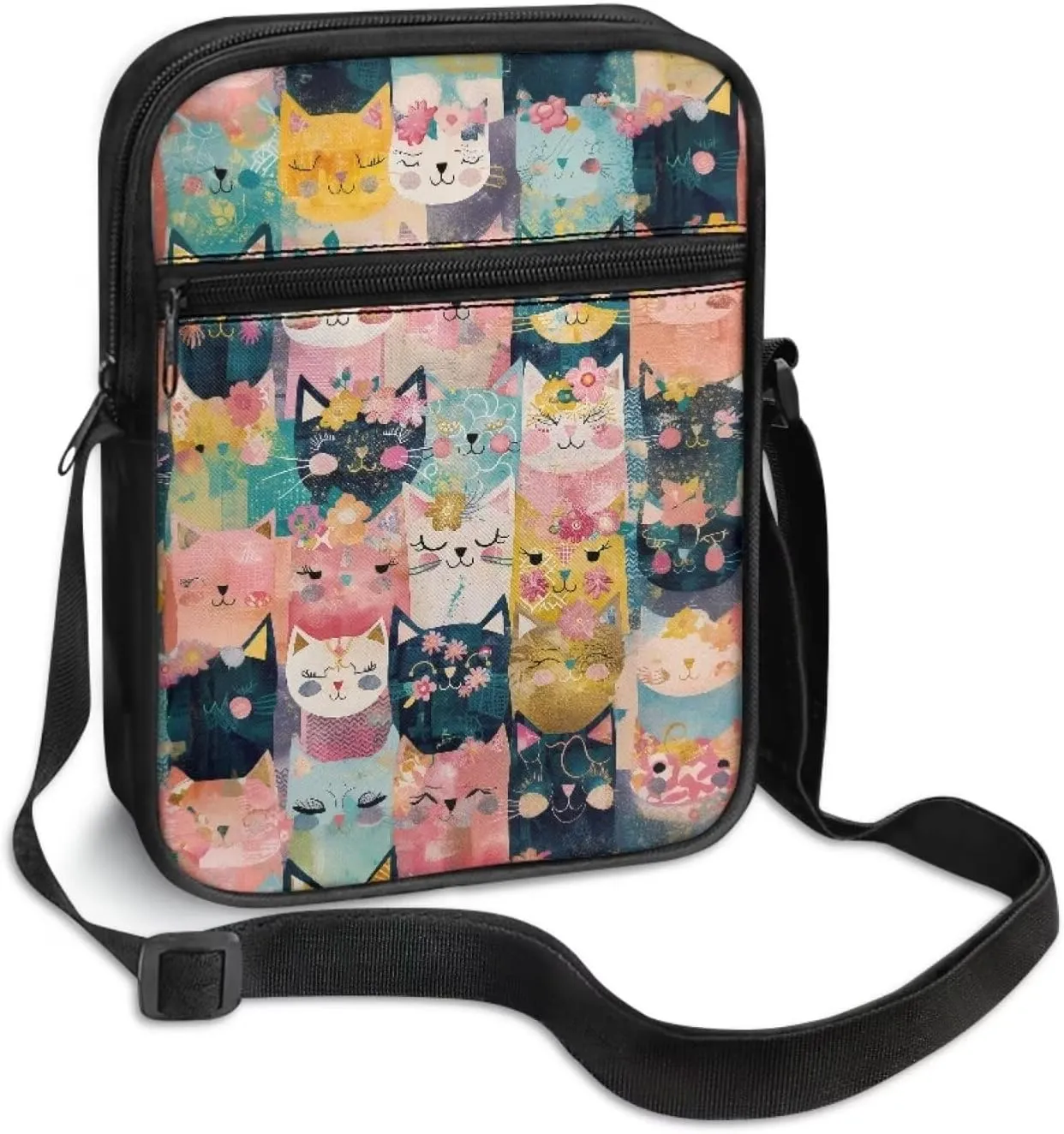 Cat Print Small Crossbody Bags for Women Men, Cross Body Bag Satchel Messenger Bags