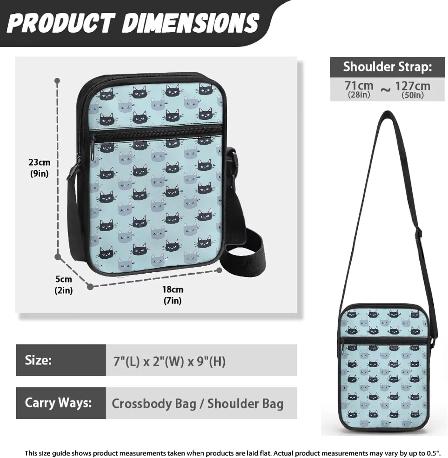 Cat Print Small Crossbody Bags for Women Men, Cross Body Bag Satchel Messenger Bags