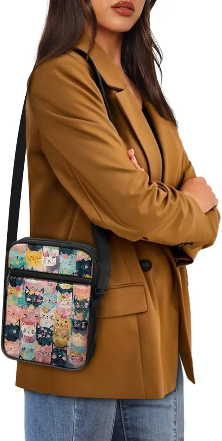 Cat Print Small Crossbody Bags for Women Men, Cross Body Bag Satchel Messenger Bags