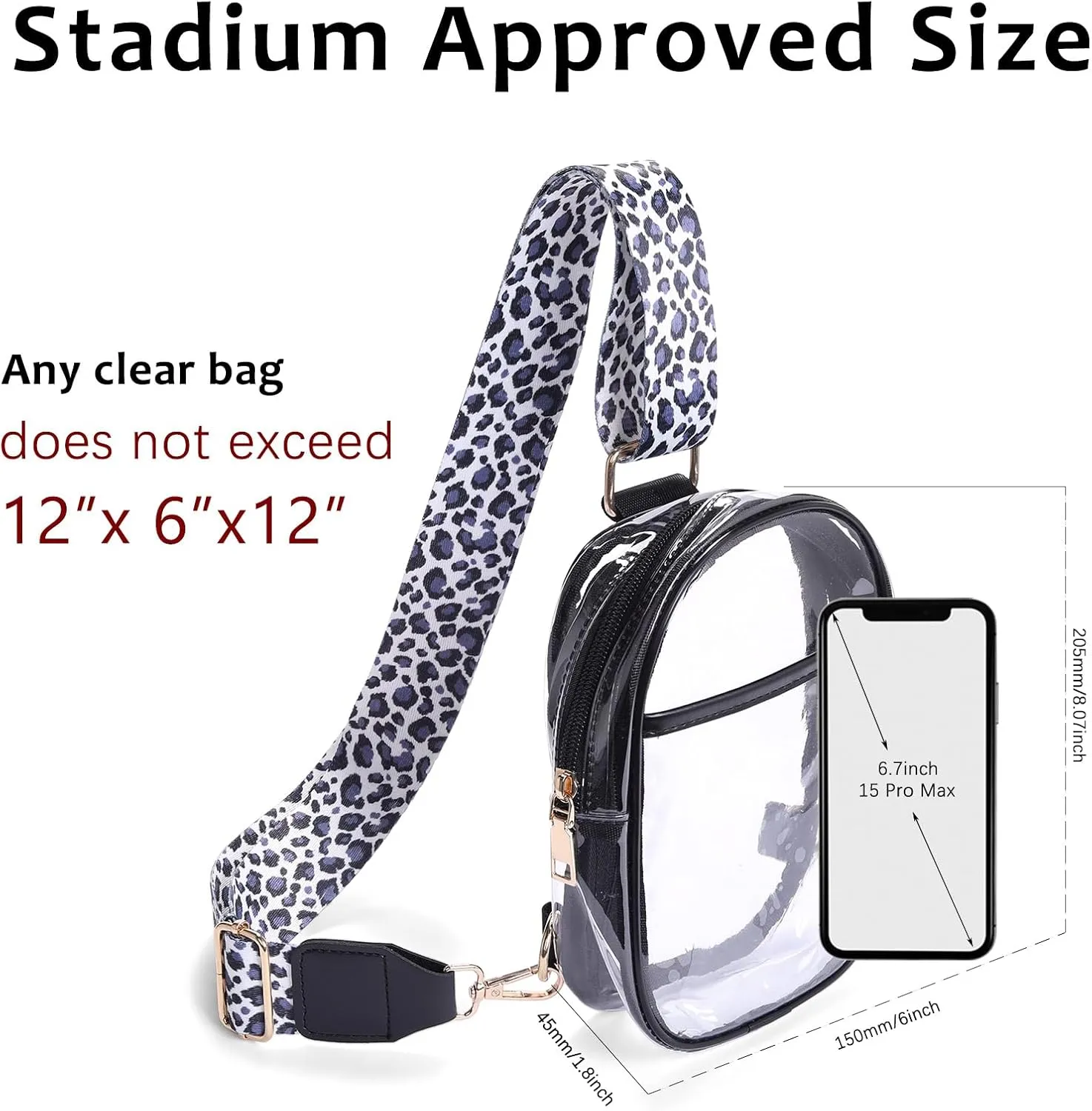 Clear Crossbody Bag for Stadium Events, Stadium Approved Clear Sling Bags for Game Day, Concerts