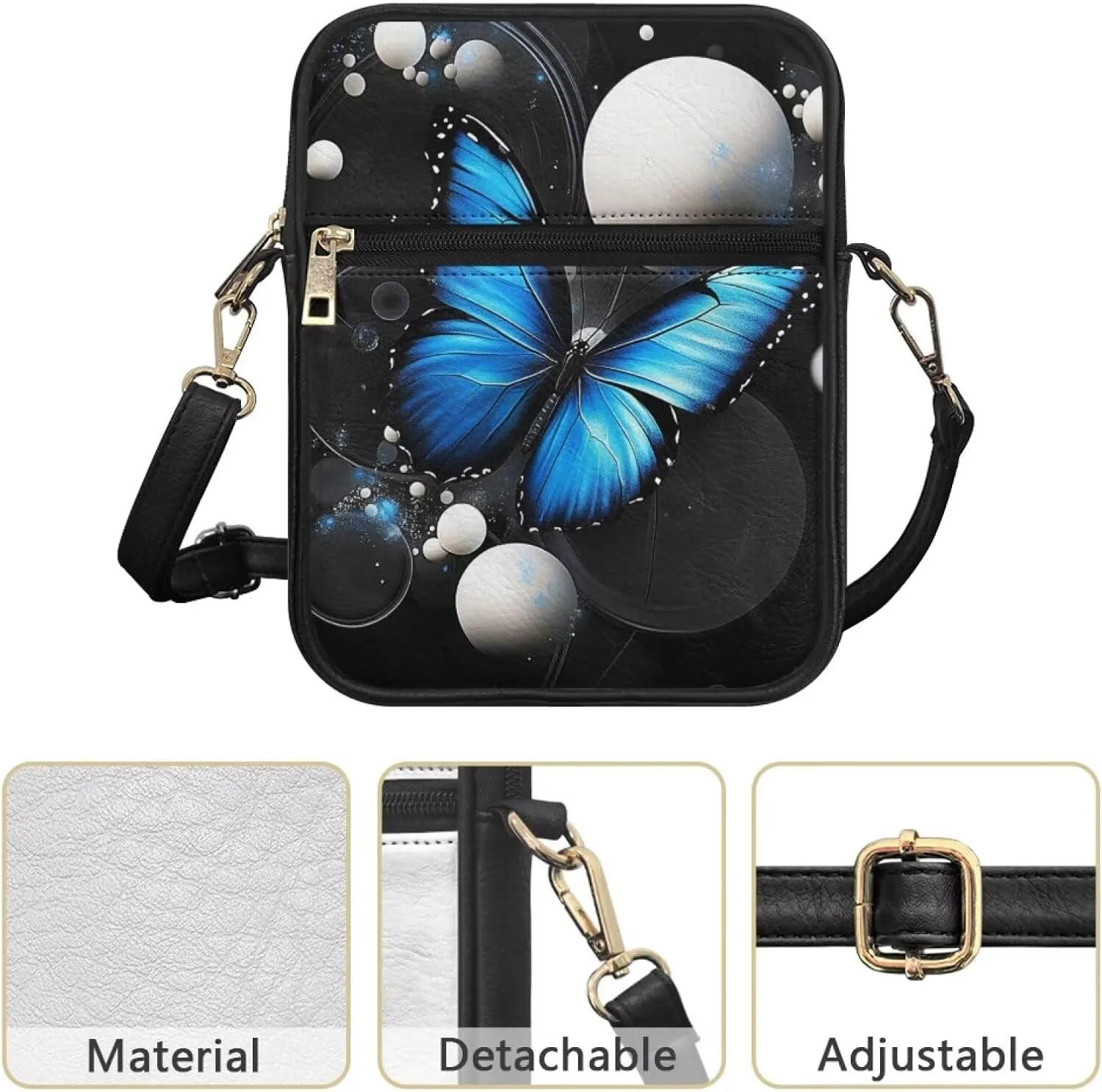 COEQINE Animal Messenger Bags Leather Cell Phone Purse Women Crossbody Bag Messenger Pouch Travel Wallet