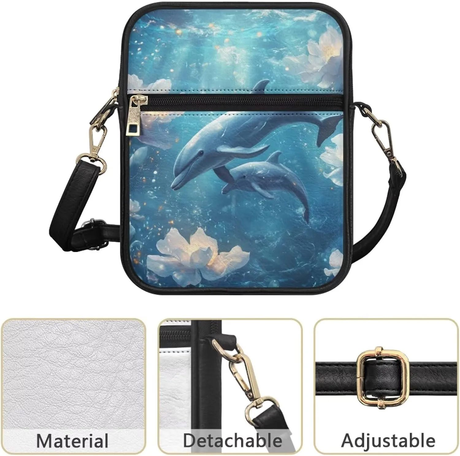 COEQINE Animal Messenger Bags Leather Cell Phone Purse Women Crossbody Bag Messenger Pouch Travel Wallet