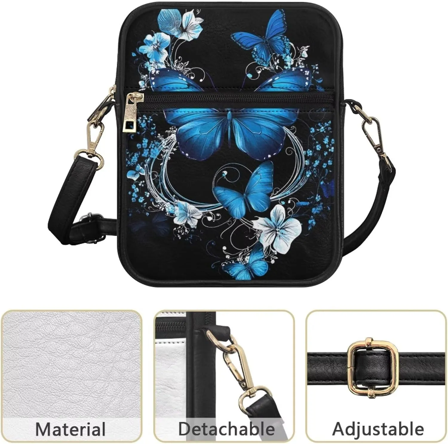 COEQINE Animal Messenger Bags Leather Cell Phone Purse Women Crossbody Bag Messenger Pouch Travel Wallet