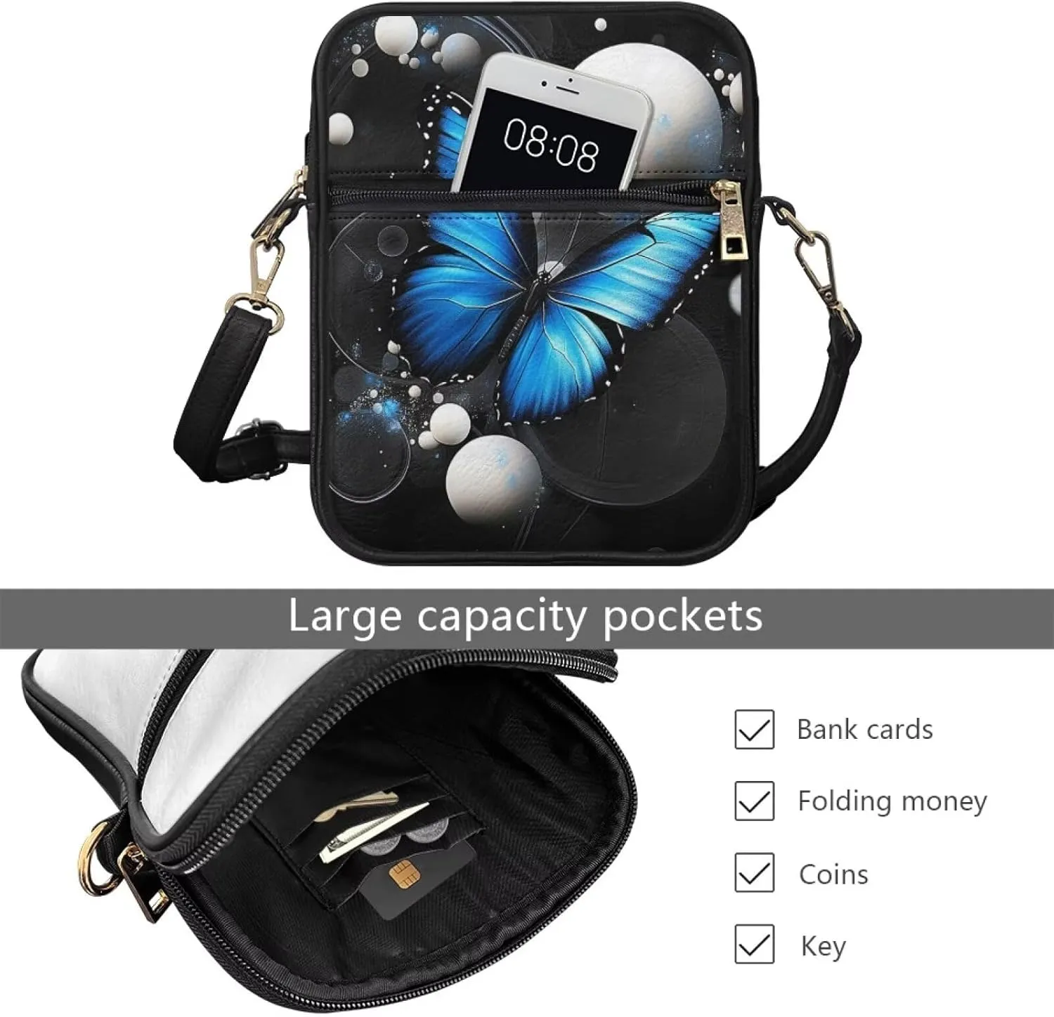 COEQINE Animal Messenger Bags Leather Cell Phone Purse Women Crossbody Bag Messenger Pouch Travel Wallet