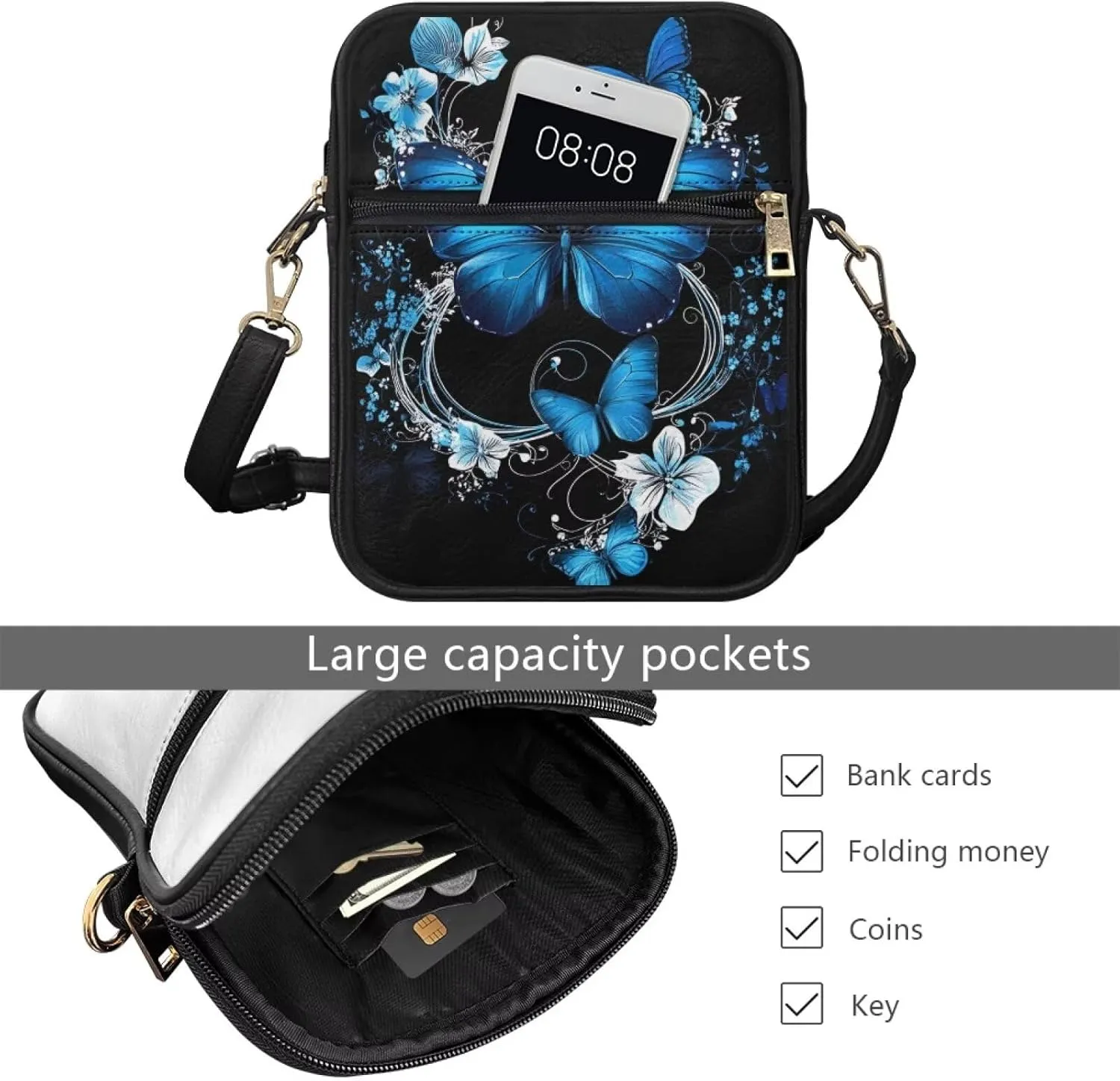 COEQINE Animal Messenger Bags Leather Cell Phone Purse Women Crossbody Bag Messenger Pouch Travel Wallet