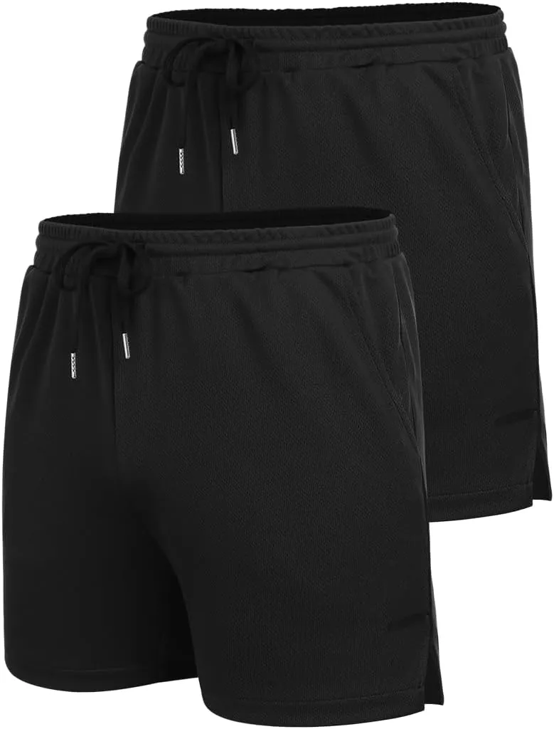 COOFANDY Men's 2 Pack Gym Workout Shorts Quick Dry Athletic Shorts 5 Inch Lightweight Sports Running Shorts with Pockets